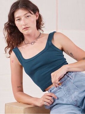 Big Bud Press - Cropped Square Neck Tank in Lagoon